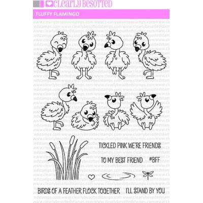 Clearly Besotted Clear Stamps - Fluffy Flamingos